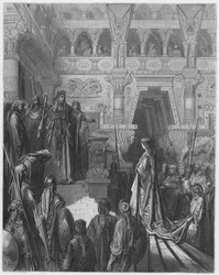 Biblia de Gustave Doré: Salomón recibiendo a la reina de Saba